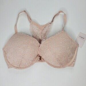 Auden plunge coverage push up racerback bra size 34DD soft petal pink NWT